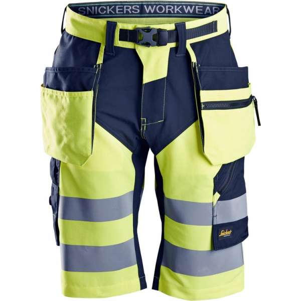 Snickers FlexiWork HV Korte Broek+ Holsterzakken  6933 - Mannen - Geel/Navy - 48