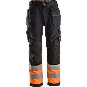 Snickers Werkbroek+ AllroundWork HV  Holsterzakken 6233 - Mannen - Zwart/Oranje - 52