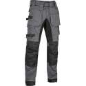 Premium Werkbroek Stretch Inserts | met Afneembare Spijkerzakken | Grijs/Zwart | 4-WORK -Madrid | Maat 62