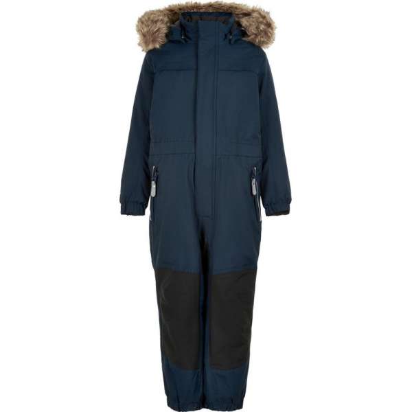 Color Kids - Coverall sneeuwpak met imitatiebont voor kinderen - Donkerblauw - maat 128cm