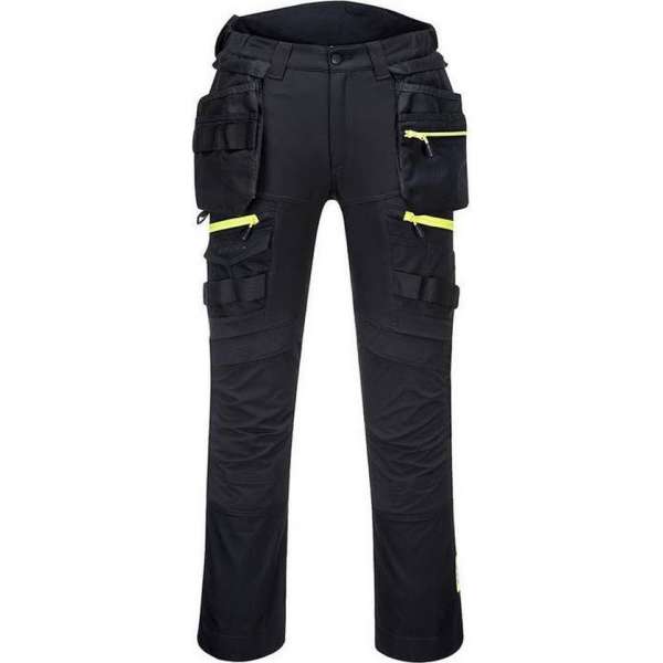 PortWest werkbroek DX4 met holsterzakken - Zwart | Geel - 52