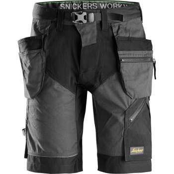 Snickers FlexiWork Stretch Korte broek+ HP 6904 - Mannen - Staalgrijs/Zwart - 54