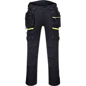 PortWest werkbroek DX4 met holsterzakken - Zwart | Geel - 58