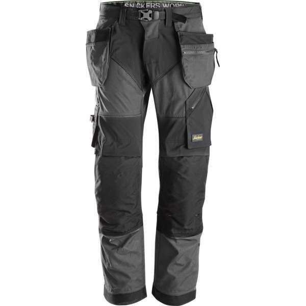 Snickers FlexiWork Stretch Werkbroek+ holsterzakken 6902 - Mannen - Staalgrijs/Zwart - 56