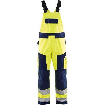 Blåkläder 2660-1804 Bretelbroek High Vis Geel/Marineblauw maat 144