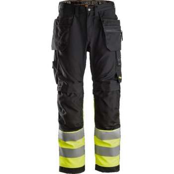 Snickers Werkbroek+ AllroundWork HV  Holsterzakken 6233 - Mannen - Zwart/Geel - 52