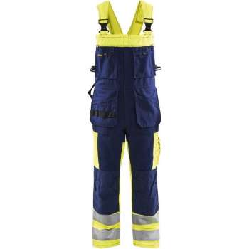 Blåkläder 2603-1860 Bretelbroek High Vis Geel/Marineblauw maat 154