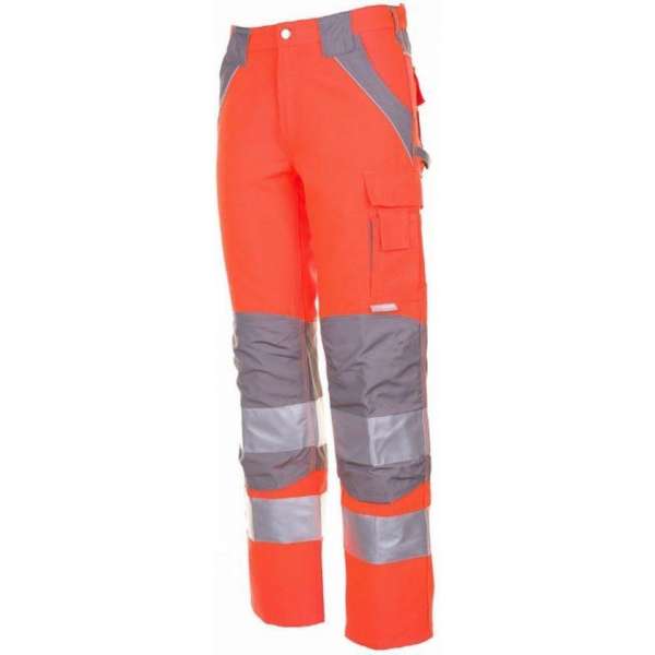 Planam Plaline H-vis werkbroek (5610) - Fluor oranje | Grijs - 64