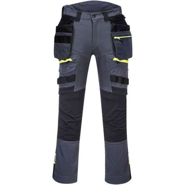 PortWest werkbroek DX4 met holsterzakken - Grijs | Geel - 58