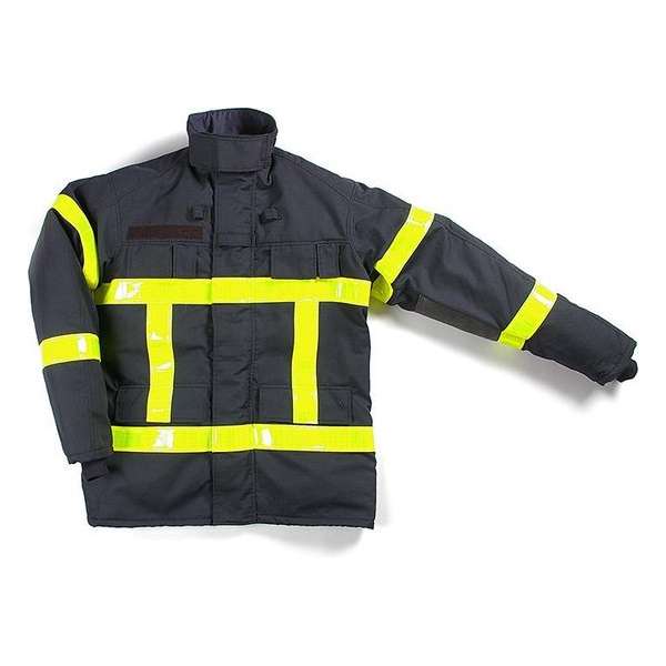 Blusparka GoreTex Zwart Geel, dag/nacht striping M Kort