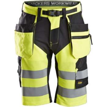 Snickers FlexiWork HV Korte Broek+ Holsterzakken  6933 - Mannen - Geel/Zwart - 50