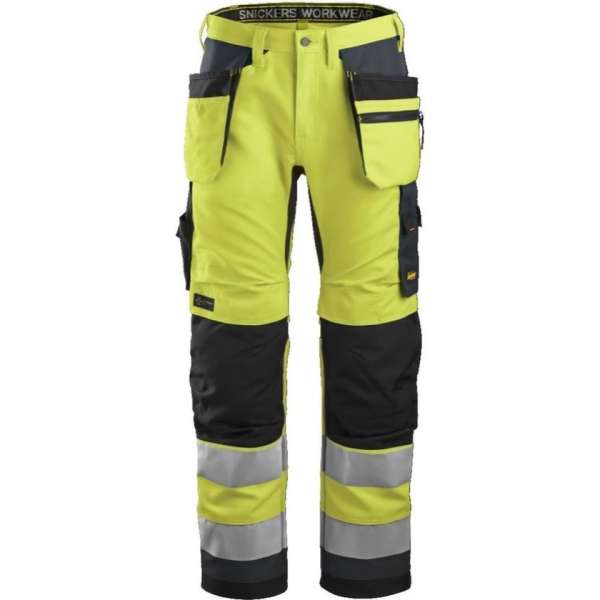 Snickers Werkbroek+ AllroundWork HV Holsterzakken CL.2 6230 - Mannen - Geel/Grijs - 56