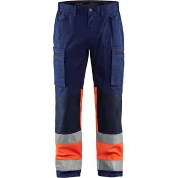 Blaklader 1551 Reflecterende Werkbroek Stretch Marineblauw/Oranje