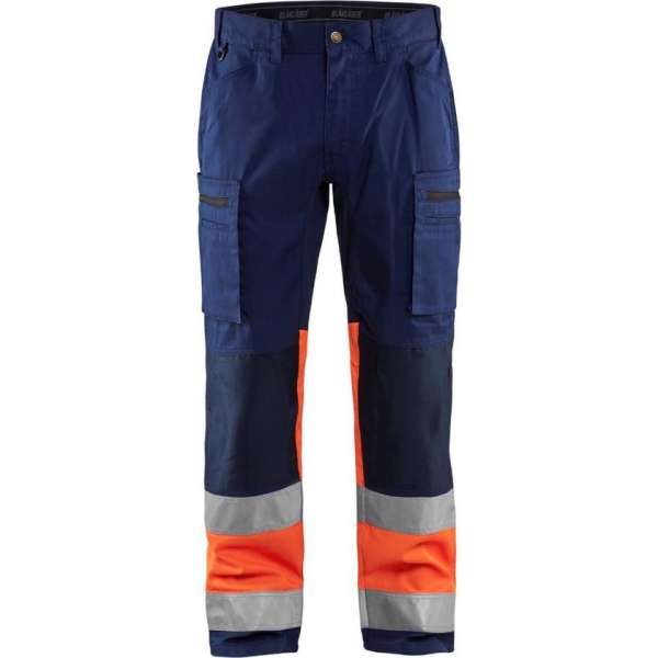 Blaklader 1551 Reflecterende Werkbroek Stretch Marineblauw/Oranje