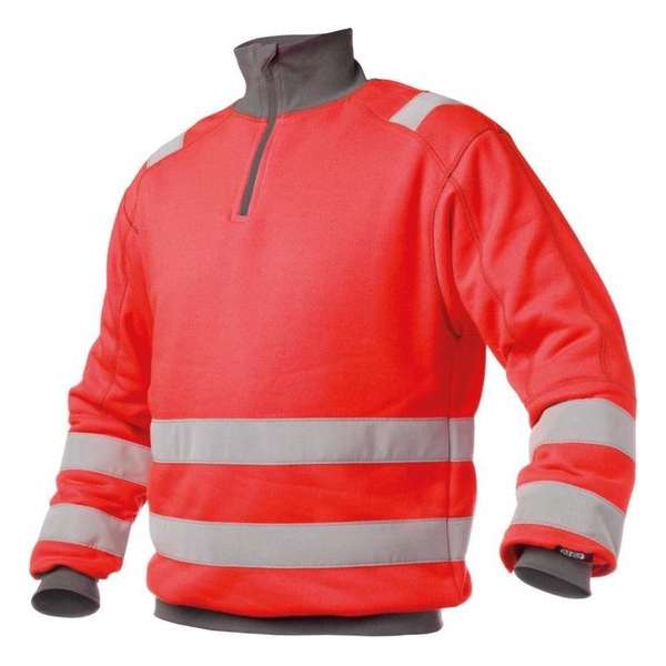 Dassy Denver Hoge zichtbaarheidssweater 300376 - Fluorood/Cementgrijs - 4XL