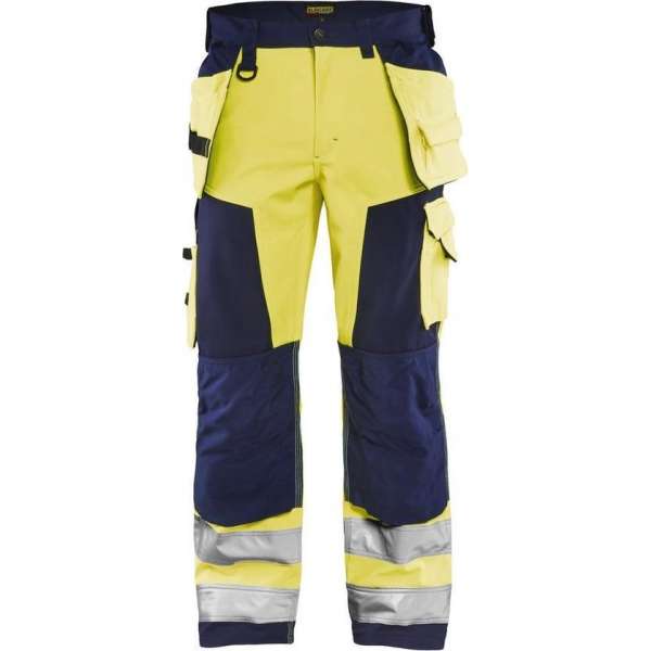 Blåkläder 1567-2517 Softshell broek High Vis klasse 2 Geel/Marineblauw maat 150