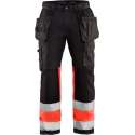 Blaklader High Vis werkbroek met stretch - Zwart/High Vis Rood - C48