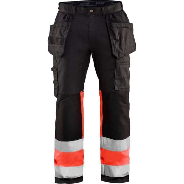 Blaklader High Vis werkbroek met stretch - Zwart/High Vis Rood - C48