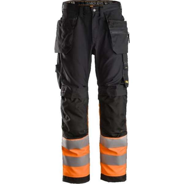 Snickers Werkbroek+ AllroundWork HV  Holsterzakken 6233 - Mannen - Zwart/Oranje - 54