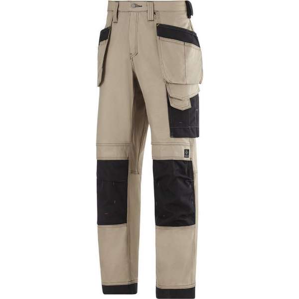 Snickers Canvas+ werkbroek - met Holsterzakken - khaki/zwart - Maat 50