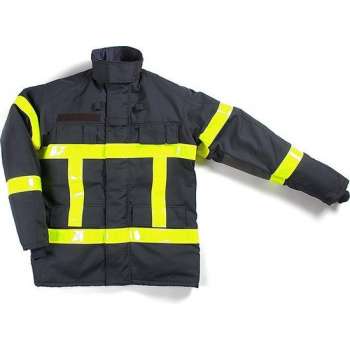 Blusparka GoreTex Zwart Geel, dag/nacht striping Maat S