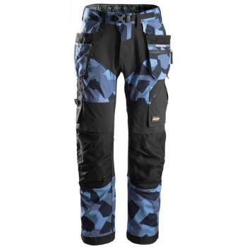 Snickers Workwear FlexiWork, Werkbroek+ met holsterzakken 6902 camo blauw/zwart 148