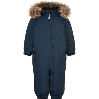 Color Kids - Coverall sneeuwpak met imitatiebont voor baby's - Colorblock - Donkerblauw - maat 86cm