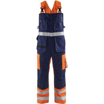 Blåkläder 2603-1860 Bretelbroek High Vis Oranje/Marineblauw maat 58