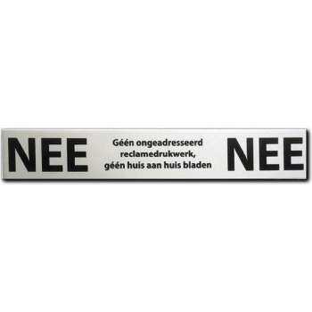 NEE NEE Sticker Brievenbus  - Brievenbus sticker nee nee aluminium zwart - 150 mm x 25 mm x 0,5 mm - Promessa-Design.