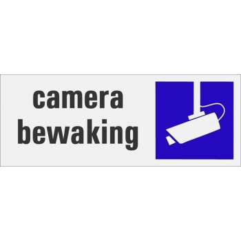 Camera bewaking bordje | bord camera bewaking als sticker | Aluminium | Zelfklevend 130x50x0,5 mm let op camera toezicht