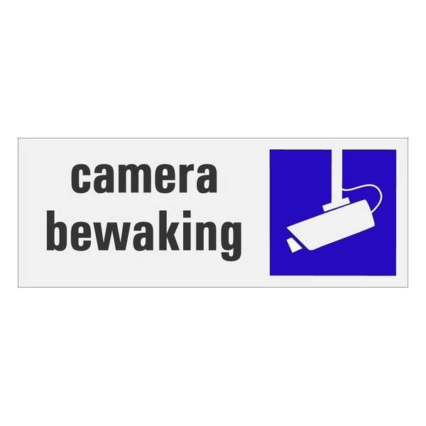 Camera bewaking bordje | bord camera bewaking als sticker | Aluminium | Zelfklevend 130x50x0,5 mm let op camera toezicht