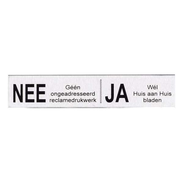 RVS Nee Ja brievenbus sticker GRATIS VERZENDING I Ja-Nee sticker Geen reclame gemaakt van RVS "Ja Nee" bordje als sticker