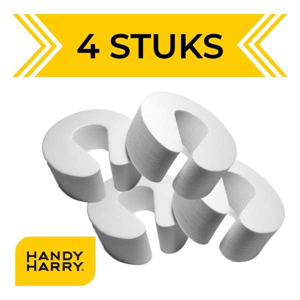 HANDY HARRY® Deurstoppers – 4 stuks - Wit - Deurklem - Kinderbeveiliging Deur - Deurvastzetter - Deurwig