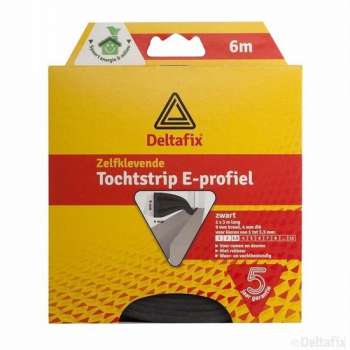 Tochtstrip E profiel 6M zwart