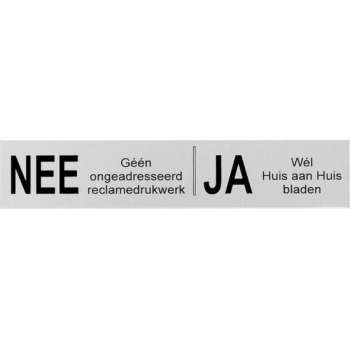 NEE JA sticker brievenbus aluminium zwart - 125 mm x 25 mm x 0,5 mm - Bevestiging 3M plakstrip