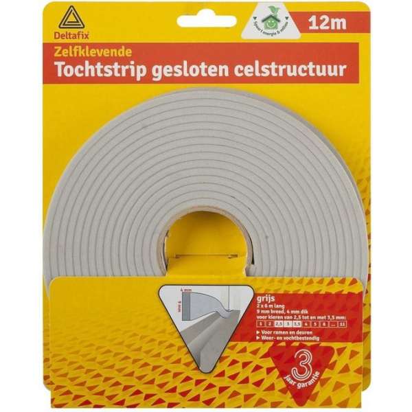 Zelfklevende tochtstrip gesloten celstructuur 12mtr