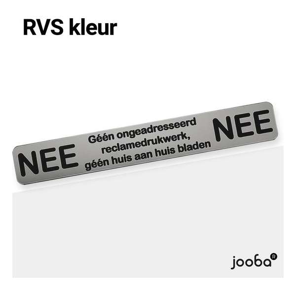 Luxe Nee Nee sticker brievenbus - Rvs kleur - Nee Nee - 17.5 x 2.7 cm - Aluminium - Brievenbus sticker - Geen reclame sticker