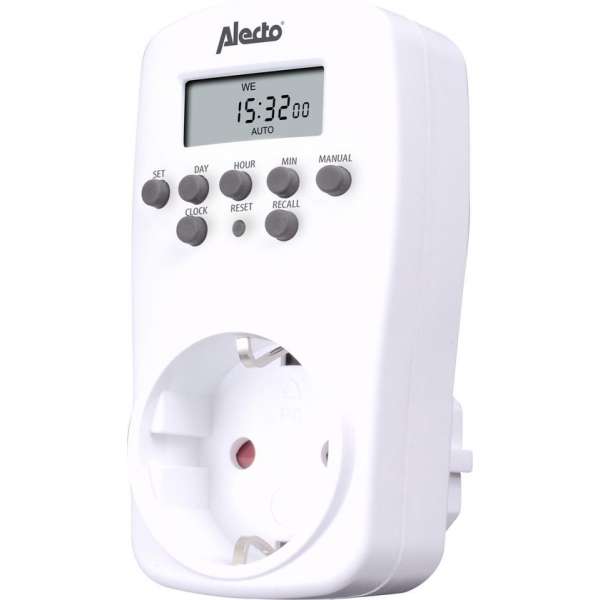 Alecto DTS-814 Digitale Schakelklok - inbraakwerend, veilig en zuinig - Wit