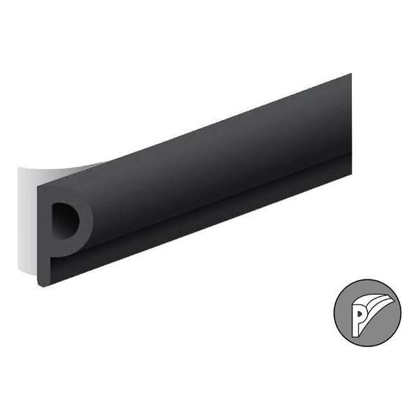 Tochtband p-profiel - Zwart - 8x5mm - 7.5m Zwart