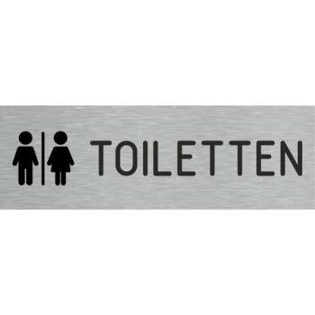 Deurbordje - toiletbord - met iconen - bordje - toiletten - rechthoekig met RVS look