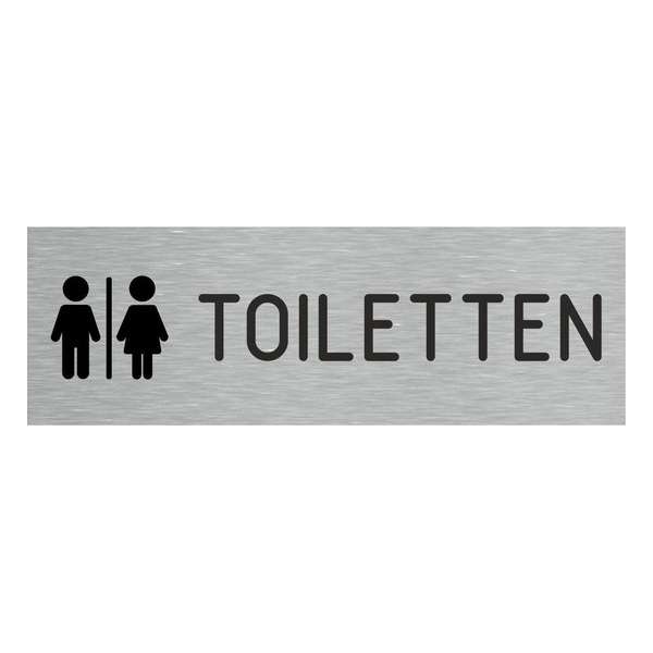 Deurbordje - toiletbord - met iconen - bordje - toiletten - rechthoekig met RVS look