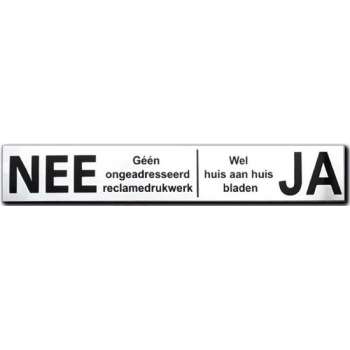 NEE JA sticker brievenbus - Brievenbussticker RVS zwart -150 mm x 25 mm x 1 mm - Promessa-Design.