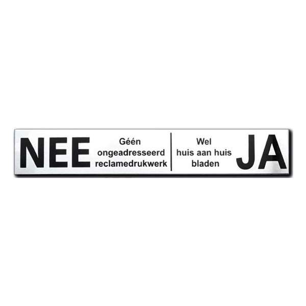 NEE JA sticker brievenbus - Brievenbussticker RVS zwart -150 mm x 25 mm x 1 mm - Promessa-Design.