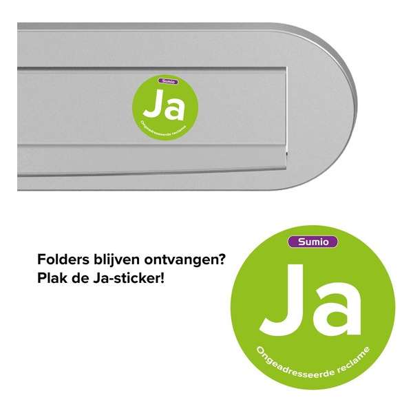 Ja Ongeadresseerde reclame Brievenbus sticker 3 x 3 cm