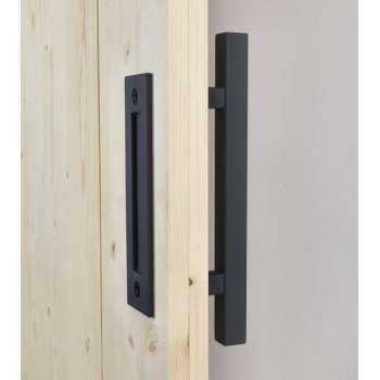 Barnwoodweb deurgreep Hudson Square (voor en achter) zwart gepoedercoat staal 300x40 mm