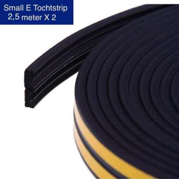 KD | Small E Tochtstrip | 2,5 meter X 2 | Water, vocht en wind werend | Zwart Tochtband