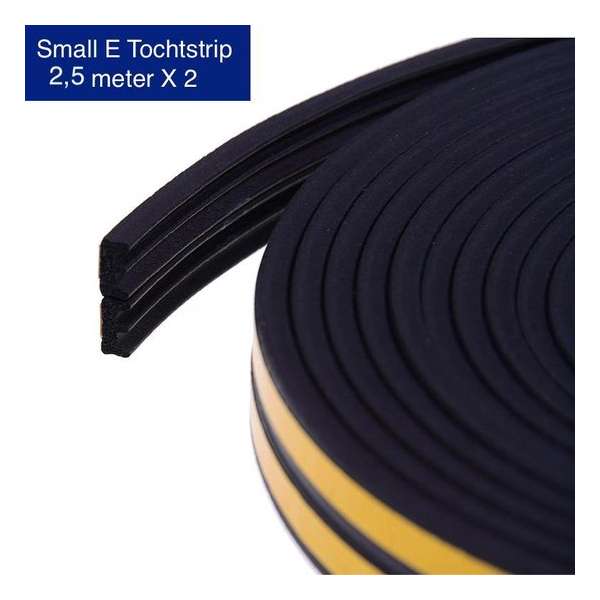 KD | Small E Tochtstrip | 2,5 meter X 2 | Water, vocht en wind werend | Zwart Tochtband