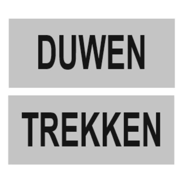 Duwen + trekken deur plaatjes  - Aluminium 25x60mm met tape