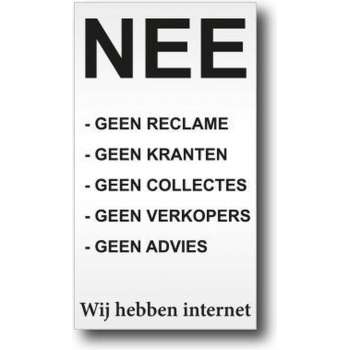 NEE Geen reclame - Kranten - Collectes - Verkopers - Advies - Aluminium bordje - Promessa-Design