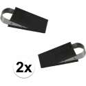 2x Deurstopper klem / wig - 12,5 cm - RVS / Rubber - deurwig